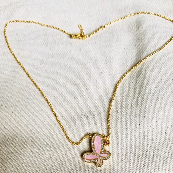 BNEW! Pink Butterfly Stainless Steel Necklace - Picture 3 of 3